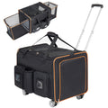 Expandable Foldable Double Rolling Pet Carrier for 2 Cats with Removable Divider