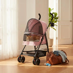 Ventilated Foldable Pet Stroller with Large Viewing Window & Brake System — Lightweight Outdoor Walker for Small Pets