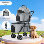 Double Pet Stroller with Detachable Carrier & Braking Wheels up to 30 lbs