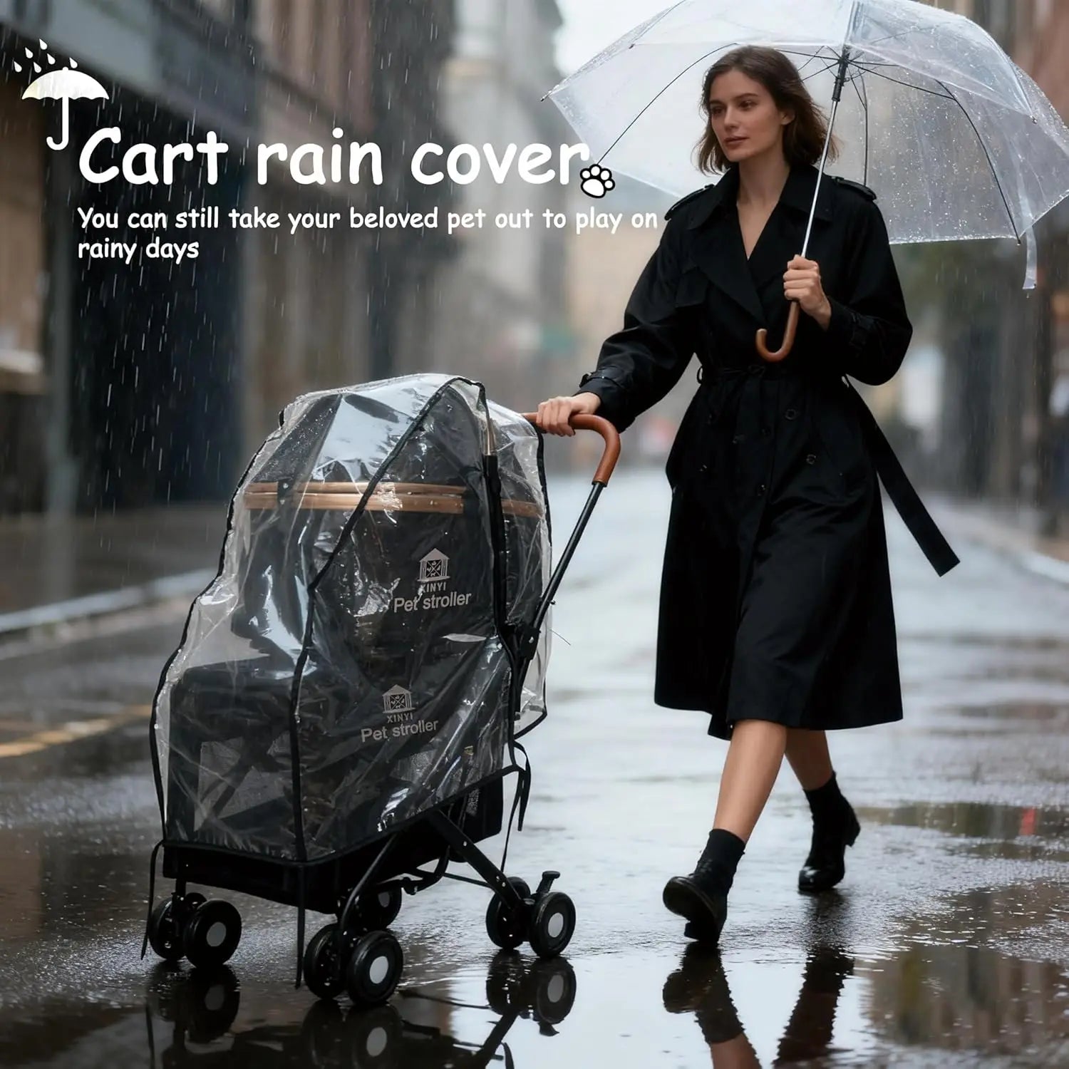 XL Double Outdoor Pet Running & Travel Stroller with Weather Cover — All-Weather Jogging Cart for Dogs & Cats