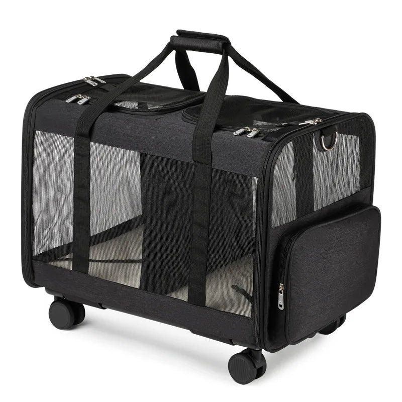 Double-Layer Pull-Out Pet Backpack with Single Shoulder & Handheld Straps for Cats & Dogs