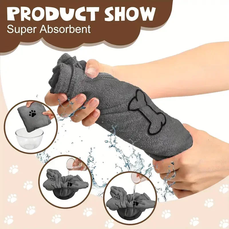 Large Pet Bath Towel, 60x100cm — Quick-Drying & Absorbent
