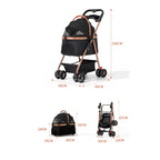 Lightweight Aluminum Alloy Puppy Stroller with Detachable Storage Basket — 50 lb Capacity Small Pet Cart