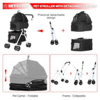 Double Pet Stroller with 2 Detachable Carriers for Small Dogs, Cats & Puppies