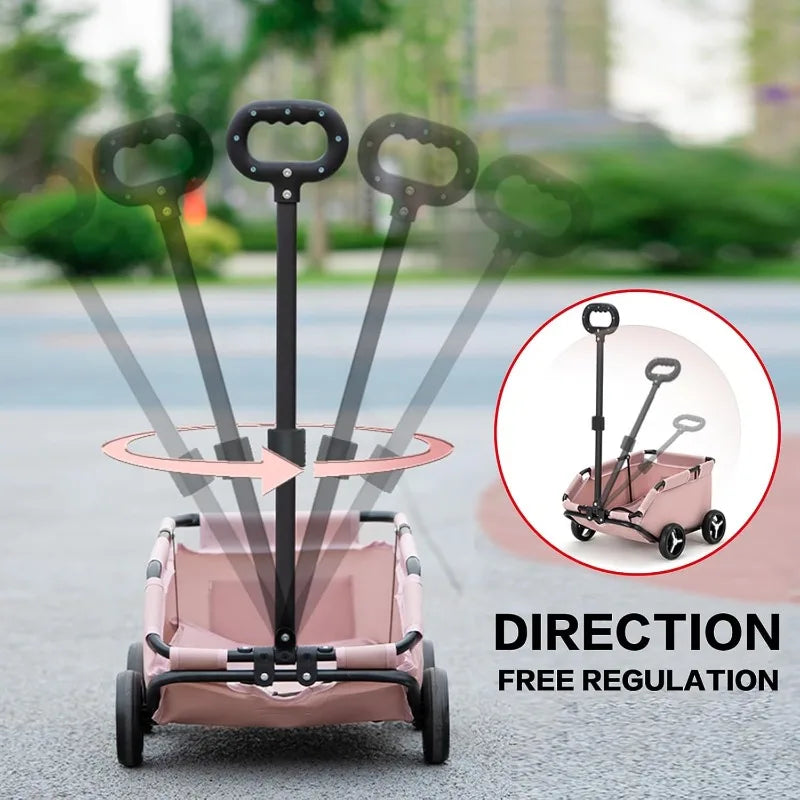 Lightweight Folding 4-Wheel Rolling Cat Carrier Trolley with Shock-Absorbing Wheels