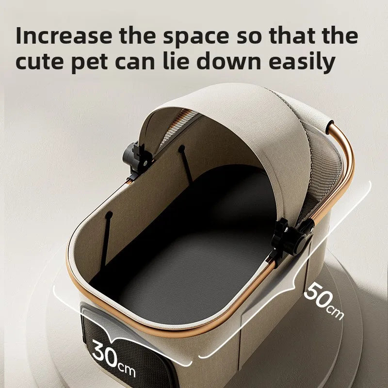 Aluminum Alloy Foldable Pet Stroller with Detachable Carrier for Cats & Dogs