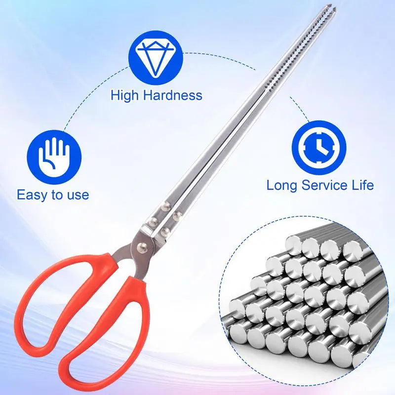 Stainless Steel Reptile Feeding Tongs — 15" Anti-Slip Snake Tweezers