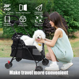3 In1 Premium Pet Stroller Foldable Medium Size Dog Buggies with Luxury Style 4 Wheels Steel Frame Small Dogs Cats