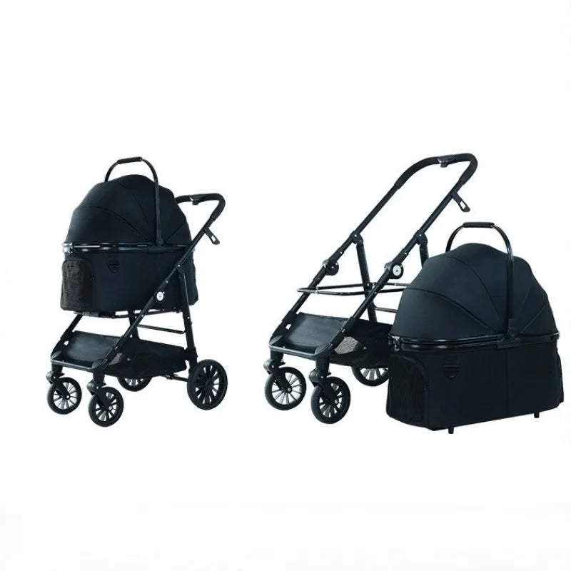 High-View Dog & Cat Stroller with Detachable Portable Carrier