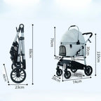 High-View Dog & Cat Stroller with Detachable Portable Carrier