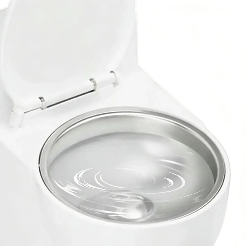 Toilet-Shaped Pet Water Bowl (Stainless Steel, Anti-Spill, Non-Slip)