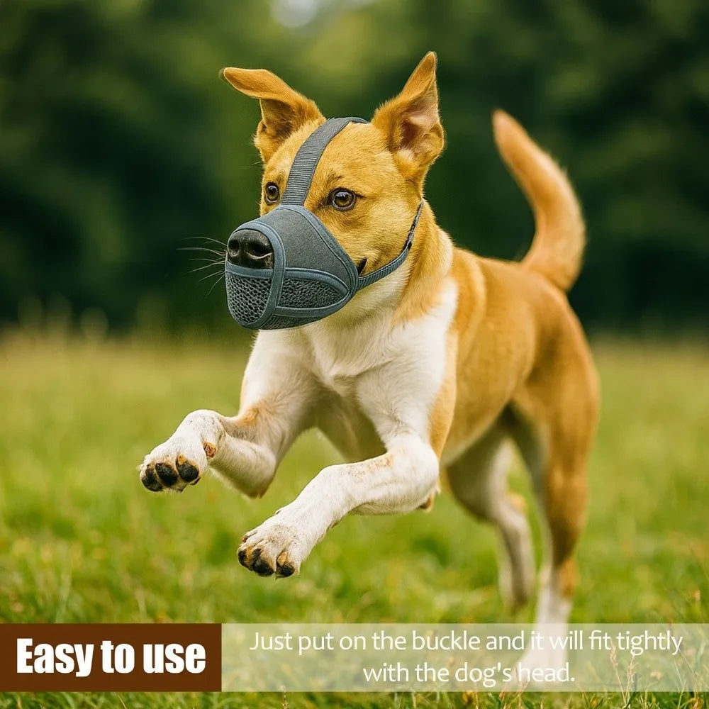 Dog Mesh Muzzle (Anti-Bite, Anti-Lick, Breathable, Adjustable)