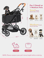 4-Wheel Foldable Pet Stroller with Detachable Carrier & Storage Basket — Max 60 lbs