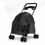 Luxury Lightweight Foldable Outdoor Pet Stroller with Detachable Mesh Storage Basket