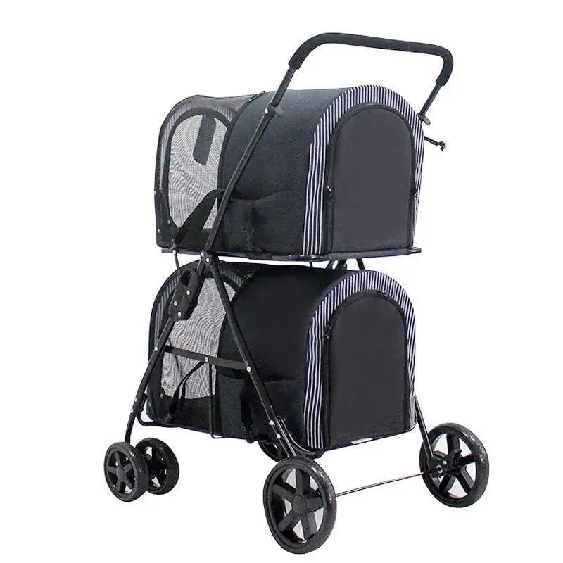 Luxury Double Pet Stroller for Large Dogs & Cats — 4-Wheel Travel Carriage for Two Pets