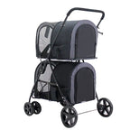 Luxury Double Pet Stroller for Large Dogs & Cats — 4-Wheel Travel Carriage for Two Pets