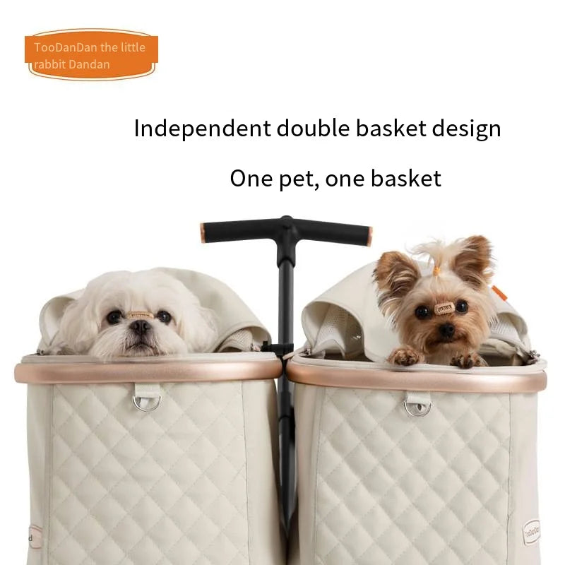 Foldable Detachable Double Pet Stroller for Two Dogs & Cats