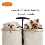 Foldable Detachable Double Pet Stroller for Two Dogs & Cats