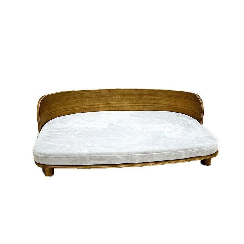 U-Shaped Solid Wood Pet Sofa Bed for Small & Medium Dogs