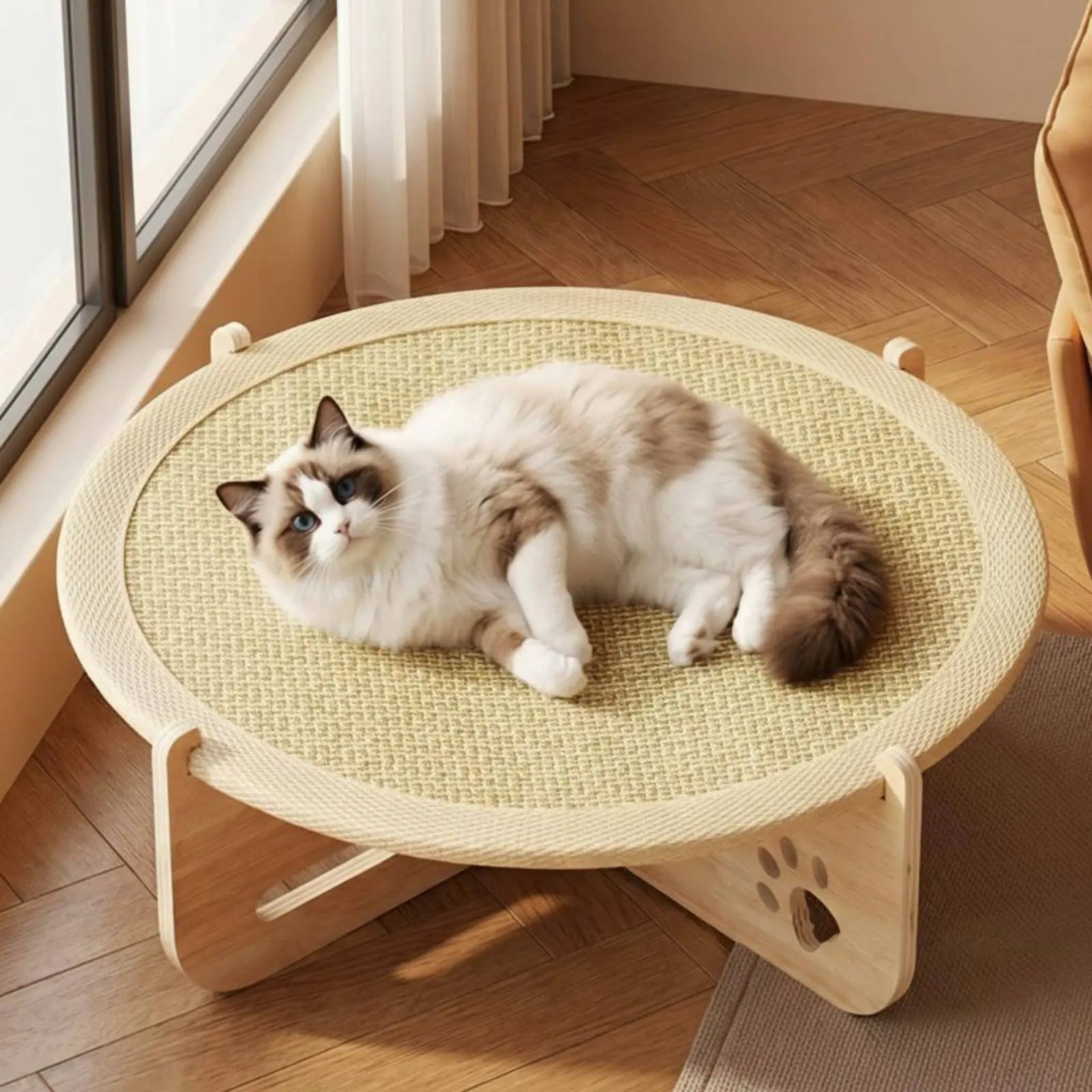 Cooling Wooden-Frame Cat Hammock Bed for Summer