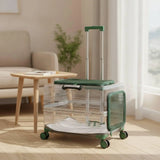Pet Carrier with Wheels Transparent Pet Carrier Suitcase Hard-Sided Cats, Small Dogs, Travel, Airport, Professional Visits