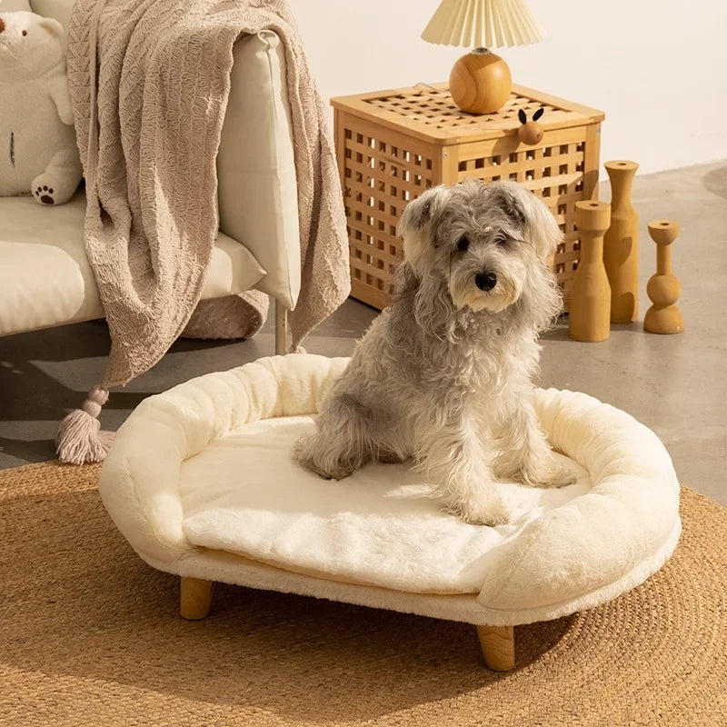 Plush Raised Pet Sofa Couch Bed with Anti-Slip Bottom