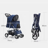 Pet Stroller Luxury Folding Dog Stroller Outdoor Pet Trolley Carrier Travel Large Wheels