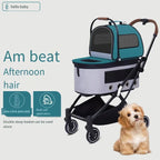 Folding Double-Layer Detachable Pet Stroller Cart for Small & Medium Dogs