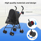 All-Surface Foldable Pet Stroller with Wide-View Window & Brakes