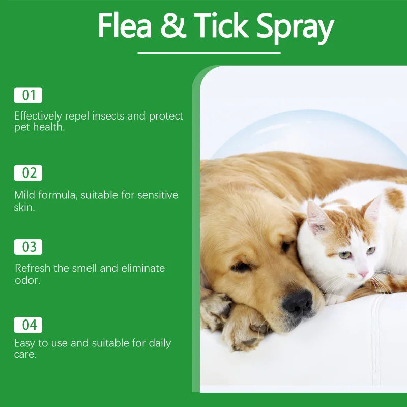 Plant-Based Flea & Tick Spray for Cats & Dogs — Fast-Acting, Non-Toxic