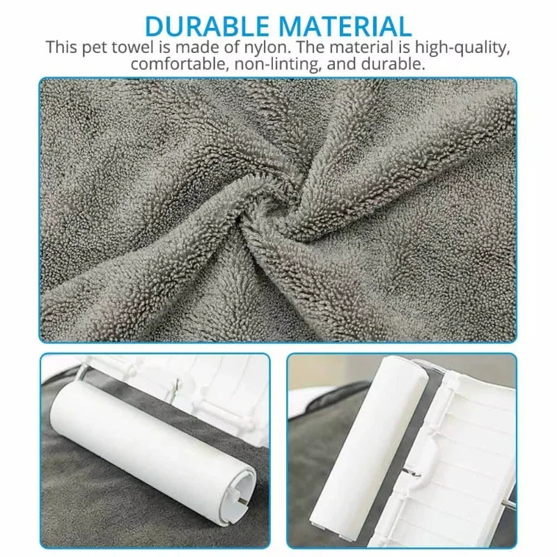 Large Pocket-Design Pet Bath Towel — Quick-Drying, 50x100cm