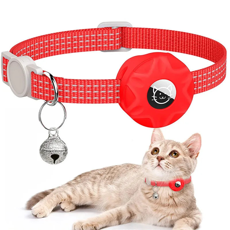 AirTag Collar Silicone Sleeve — Reflective Tracker Holder with Bell