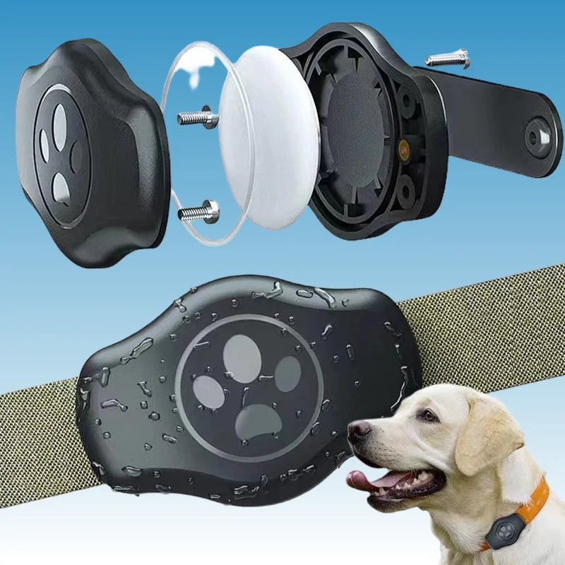JUSTLAN IPX8 Waterproof AirTag Case for Cats & Dogs - Anti-Loss Collar GPS Tracker Shell