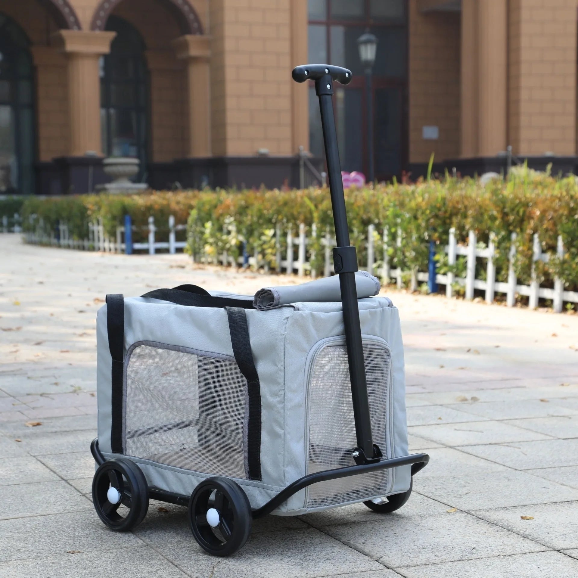 Soft-Side Wheeled Rolling Pet Travel Carrier with Telescopic Handle — Up to 50 lbs for Camping & Vet Visits