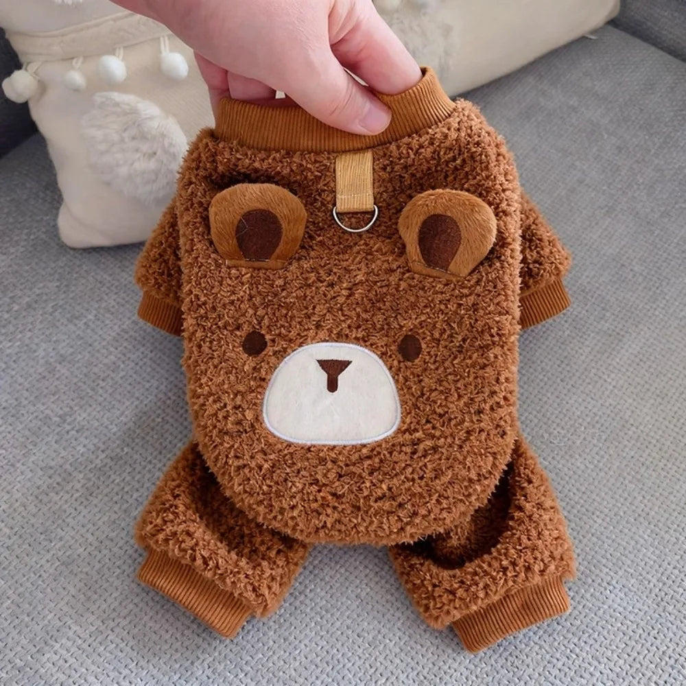 Warm Cartoon Animal Pattern Pet Jumpsuit — Cozy Soft Fleece Winter Dog & Cat Overalls