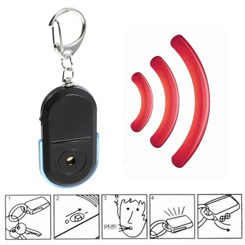 Key Finder Keychain with Whistle Control, LED Torch & Anti-Lost Alarm