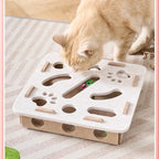 Felt Puzzle Box Cat Toy with Rolling Ball — Indoor Hunt & Dig