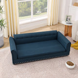 Oversized Linen Pet Sofa Bed with Backrest for Large Dogs