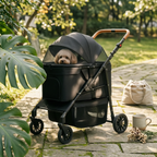 Foldable Large Dog Wagon with Adjustable Handle, 360° Swivel Wheels & Easy-Clean Interior
