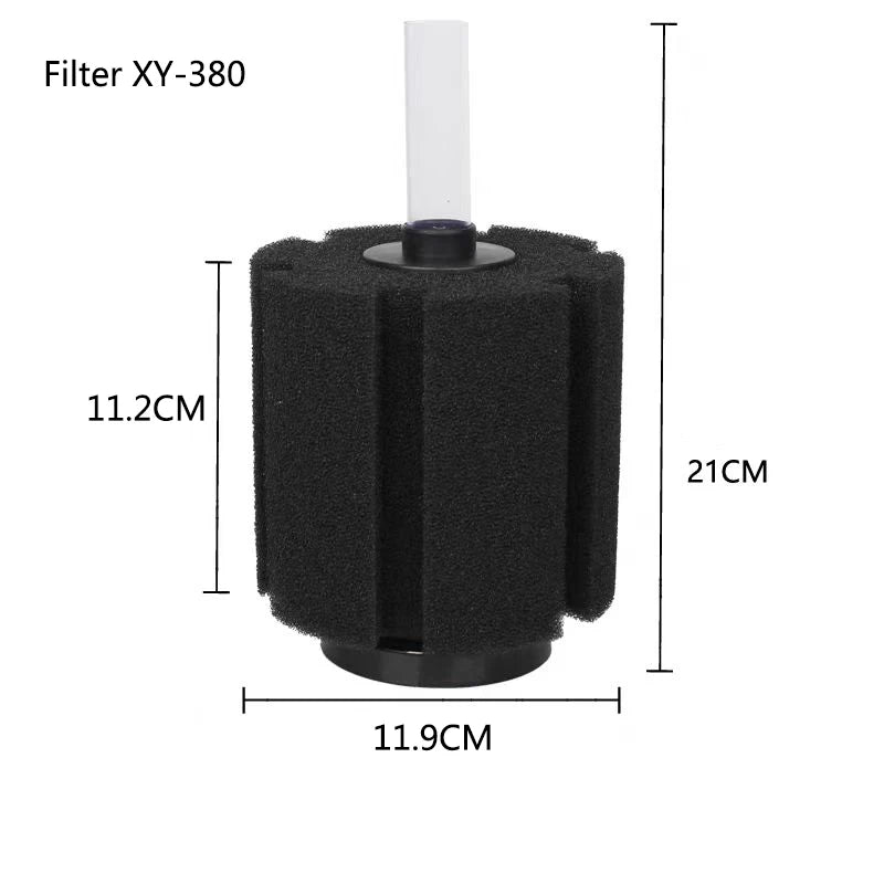 Black Bio Sponge Aquarium Filter (Air Pump Driven, Corner Skimmer, Bio Media)