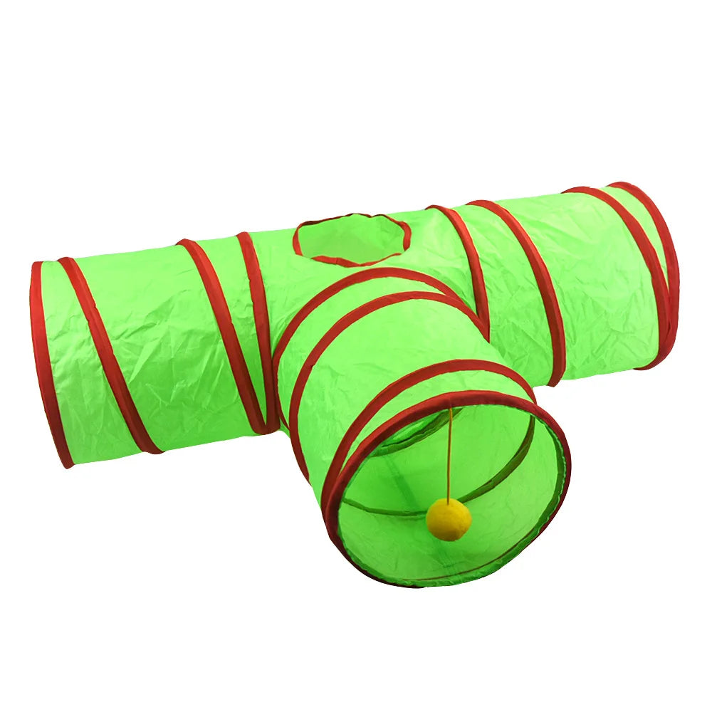 Christmas Cat Tunnel Toy — Foldable Crinkle Play Tube