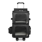 Double-Layer Large-Capacity Breathable Pet Trolley Case for 2 Dogs & Cats — Portable Outdoor Travel Carrier