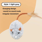 Realistic Plush Mouse Cat Toy — Wagging Tail Prey Toy for Indoor Play