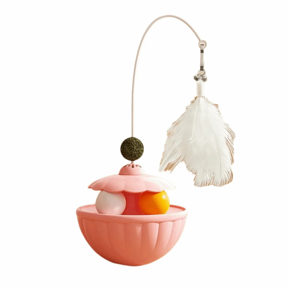 Feather Teaser Pole with Bells & Treat Dispenser — Indoor Cat Exercise Toy