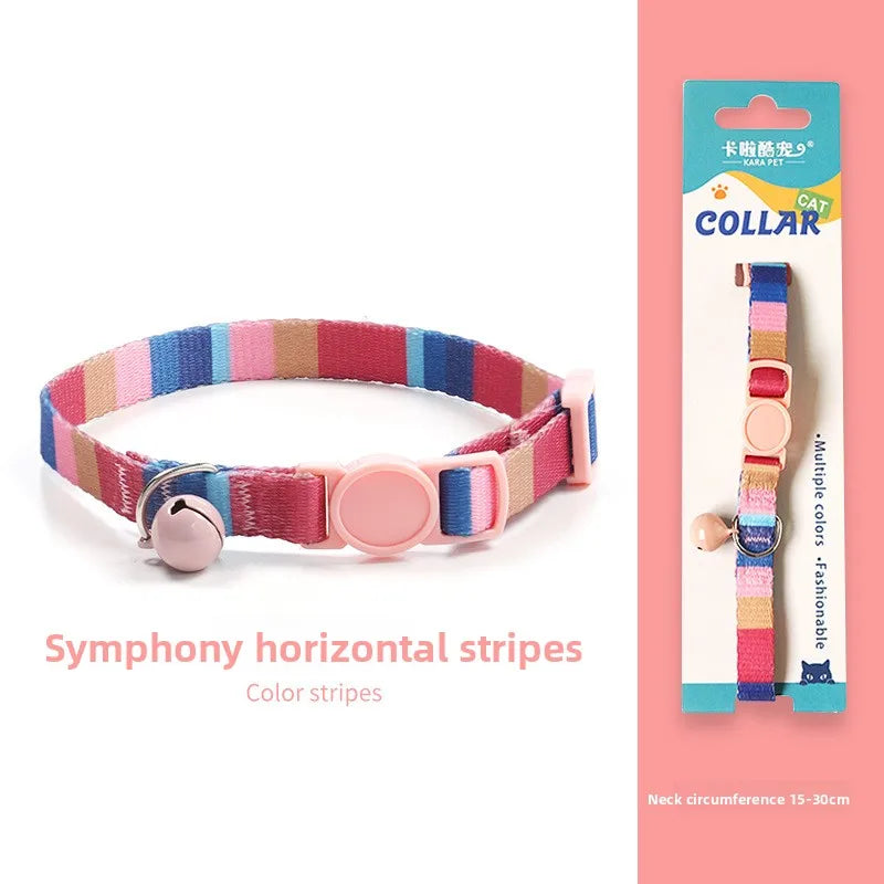 Woven Cat Collar with Bell & Safety Buckle