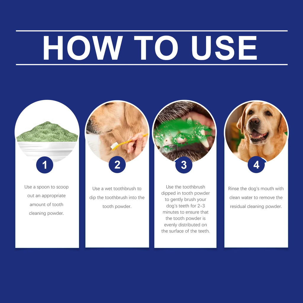 Pet Dental Cleaning Powder — Removes Plaque & Eliminates Oral Odor