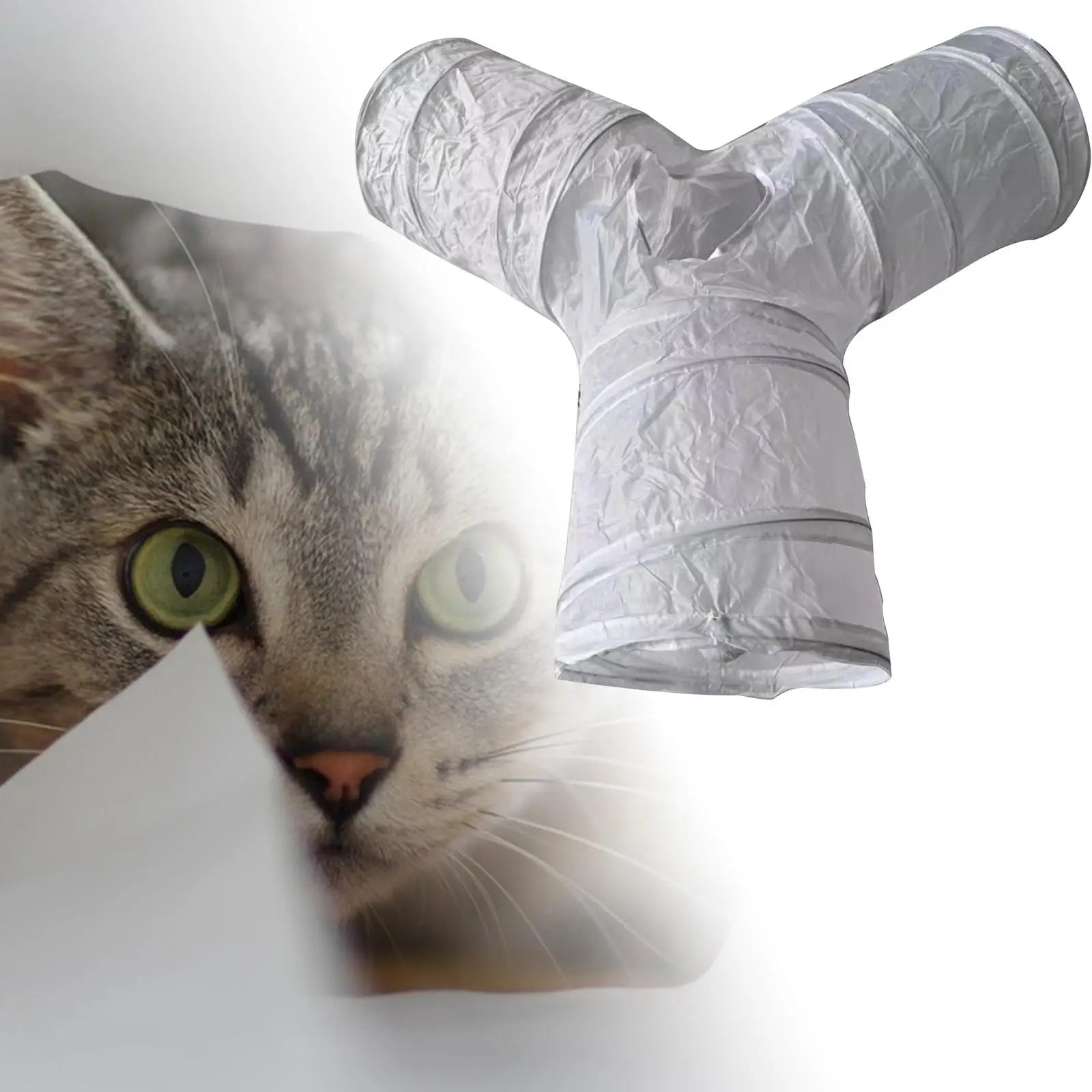 Y-Shape Foldable Cat Tunnel with Play Ball — 3-Entrance Tunnel Set