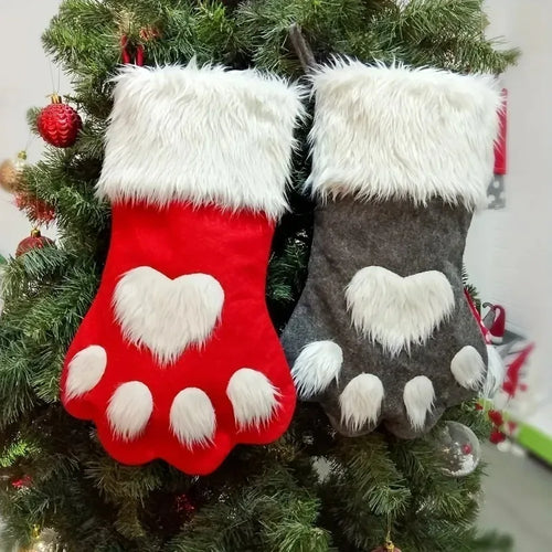 Christmas Pet Paw Stockings Plaid Design (1-10 Piece Pack)
