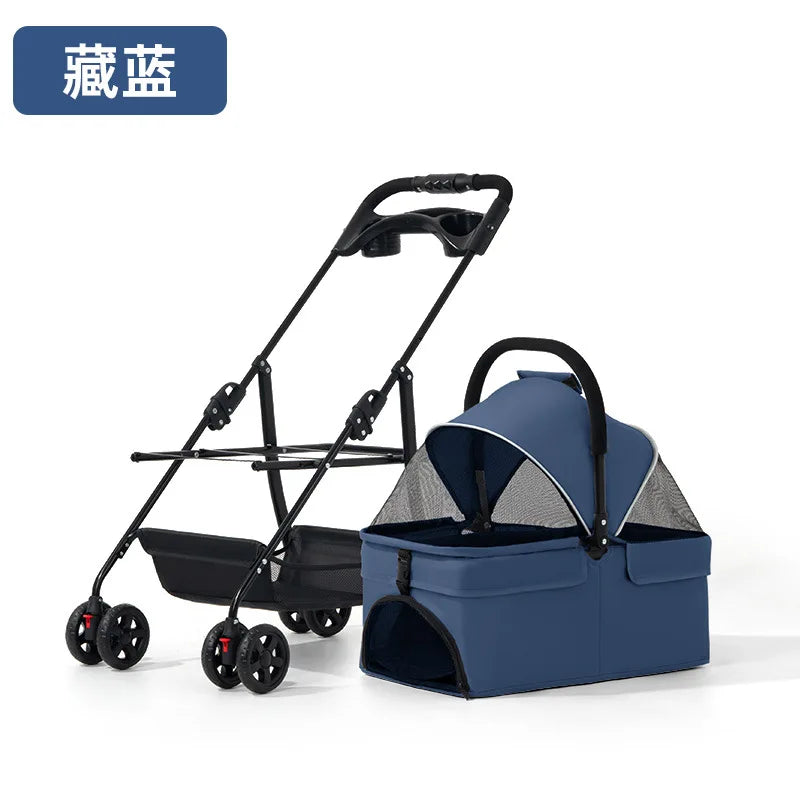 Outdoor Foldable Jogger Pet Stroller Trolley for Medium & Large Dogs & Cats — Large Capacity Travel Carrier