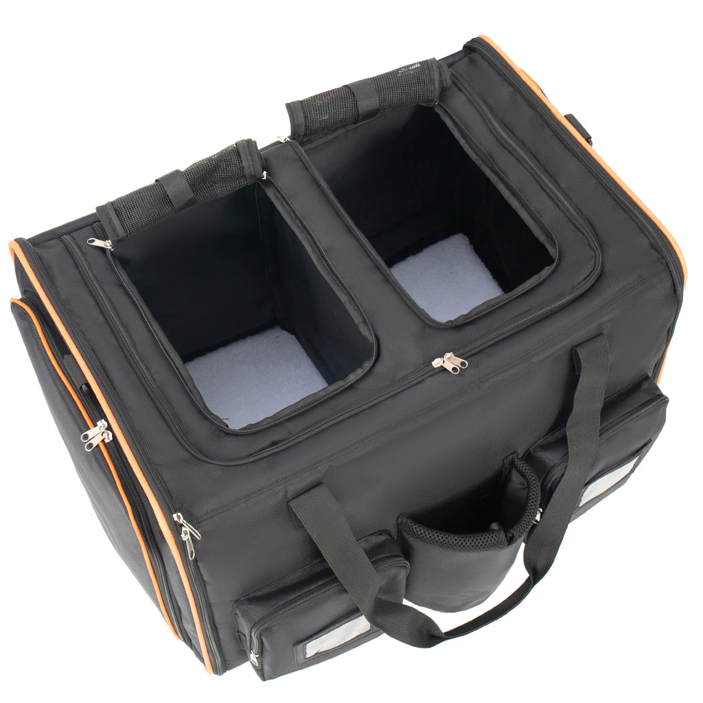 Expandable Foldable Double Rolling Pet Carrier for 2 Cats with Removable Divider